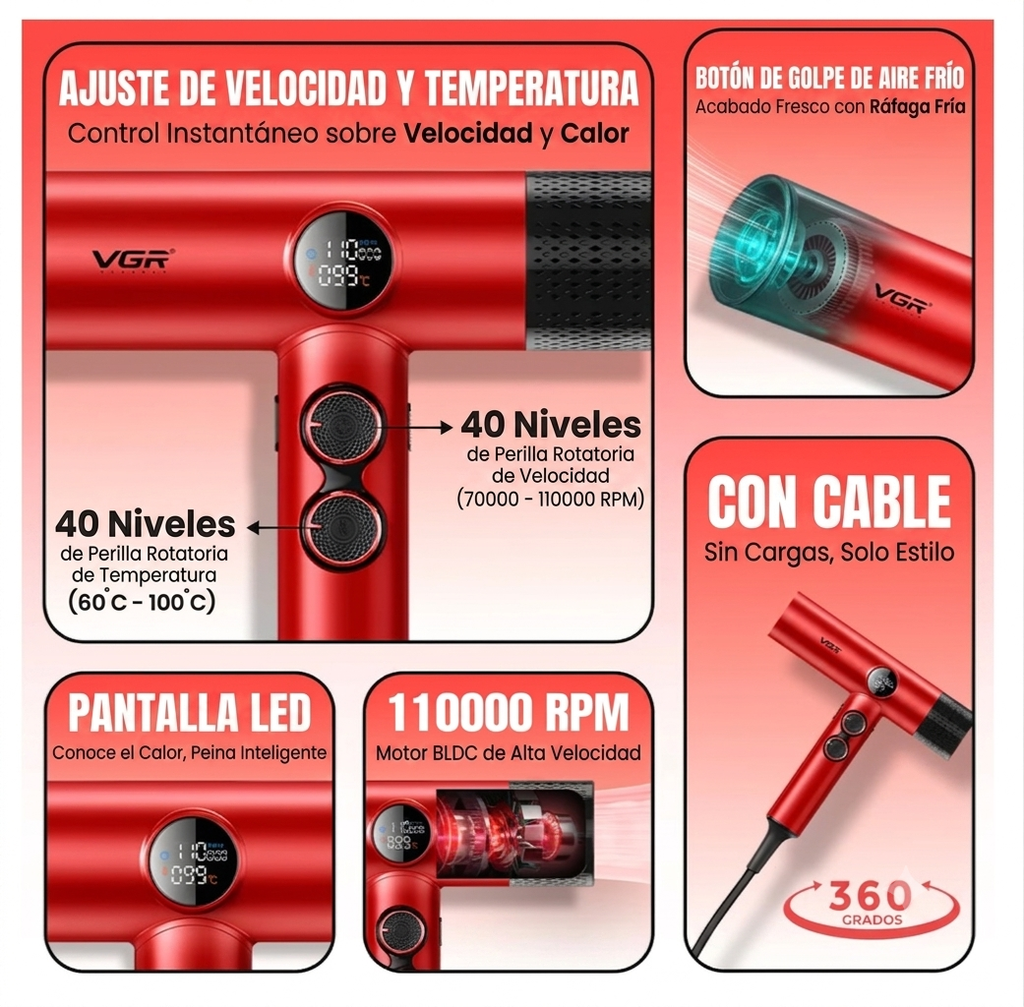 Secador VGR V-401, negro