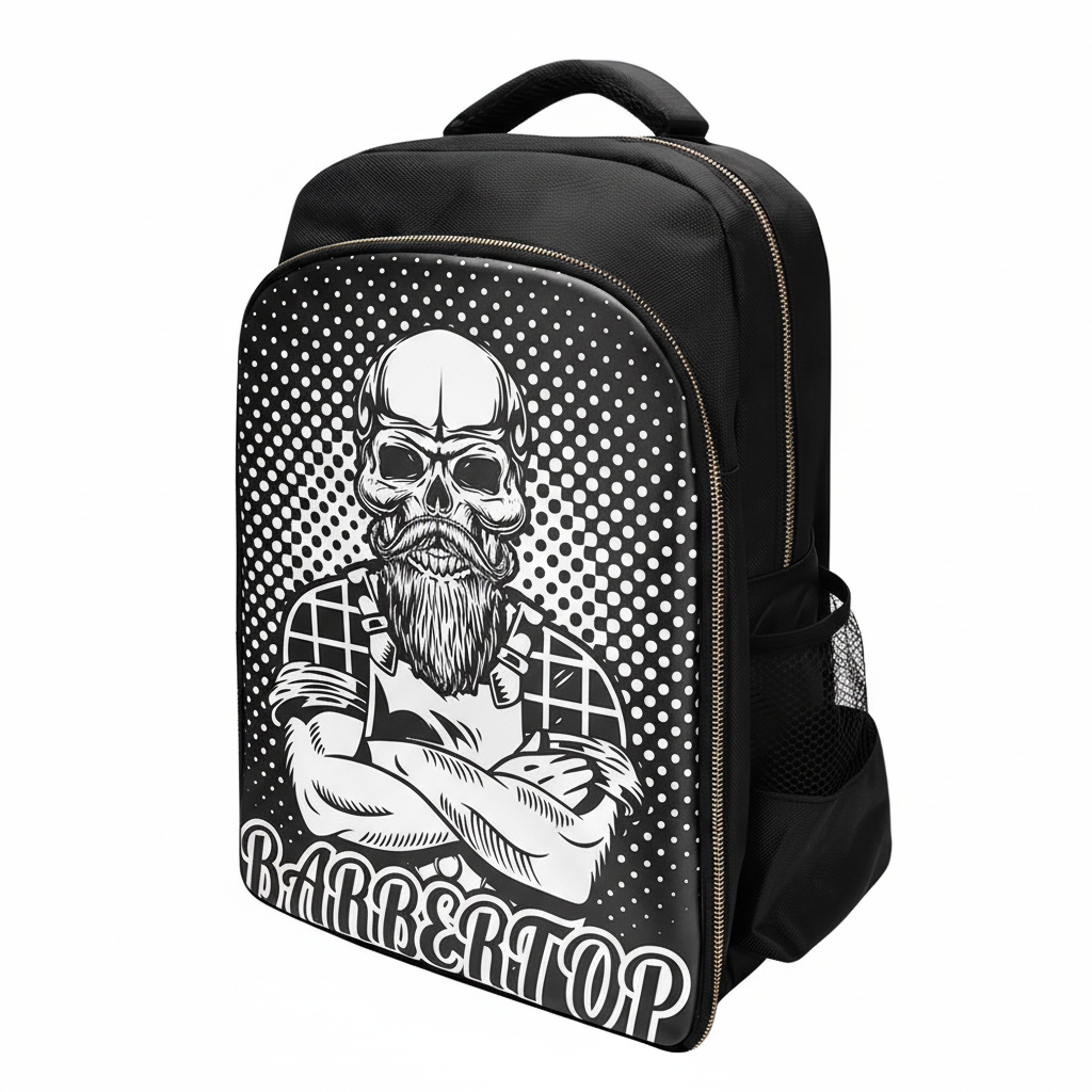 Morral barberia, calavera blanco 