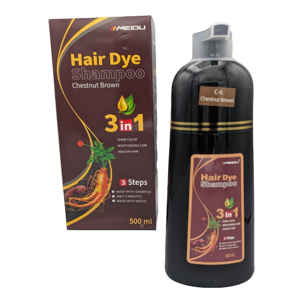 Shampoo cubre canas MEIDU 500ml, chestnut brown