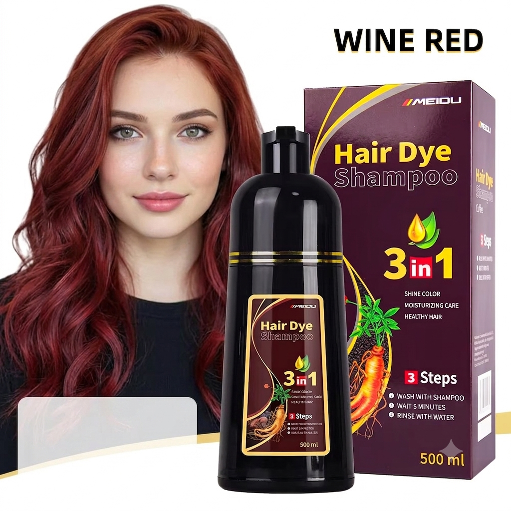 Shampoo cubre canas MEIDU 500ml, wine red