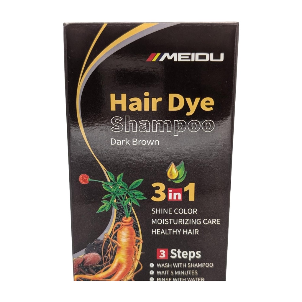 Shampoo cubre canas MEIDU caja 30ml * 10, dark brown