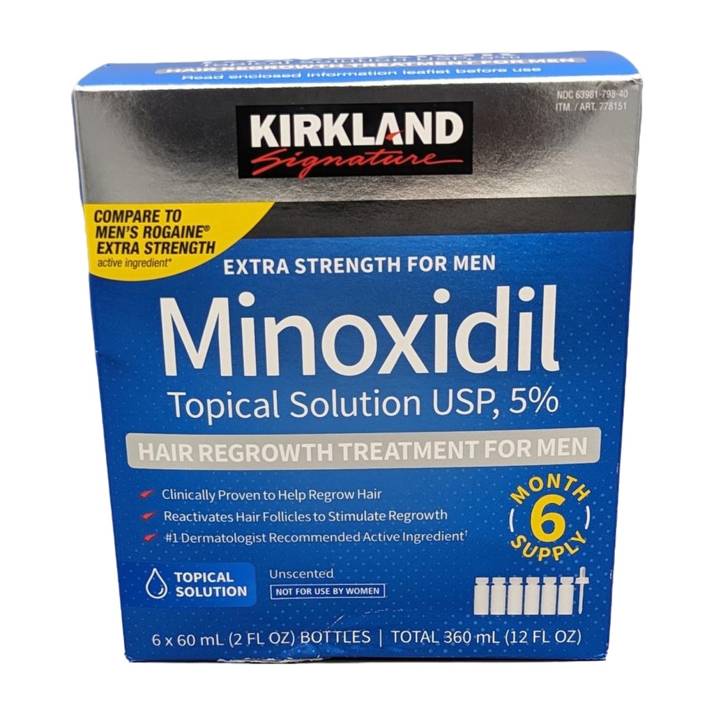 Minoxidil KirKland 5%, caja 6und*60ml 