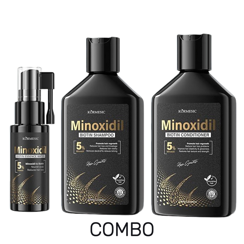 Combo Minoxidil+Shampoo+Acondicionador Kormesic