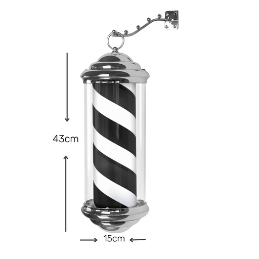 [4442] Poste de barberia pequeño 45cm Blanco / Negro