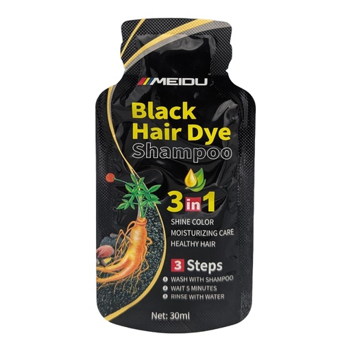 [4451] Shampoo cubre canas MEIDU sobre 30ml, negro