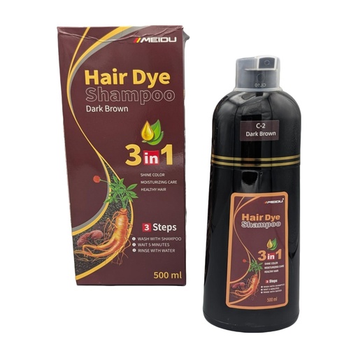 [4447] Shampoo cubre canas MEIDU 500ml, dark brown