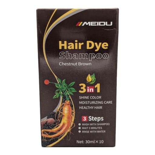 [9349] Shampoo cubre canas MEIDU caja 30ml*10, chestnut brown